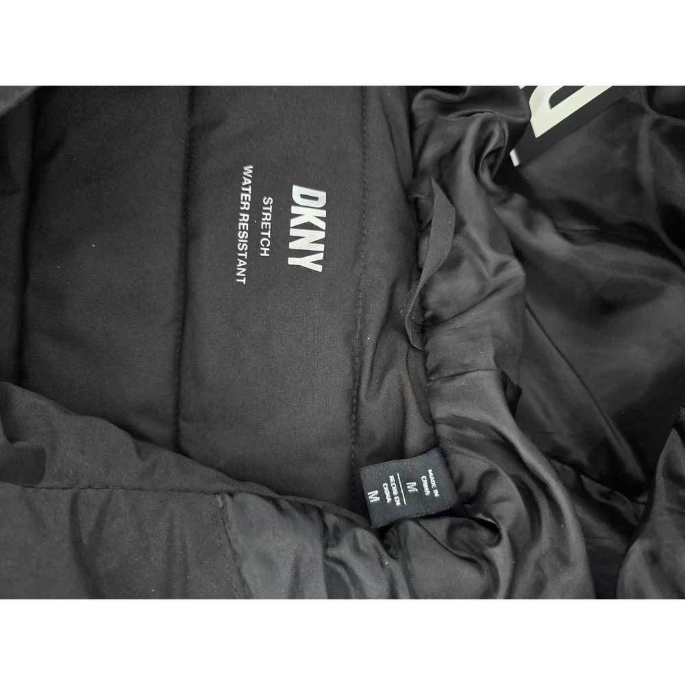 DKNY Quilted‎ Hooded Bomber Puffy Jacket Mens Sz M Black 4 Way Stretch NWT - Picture 7 of 10